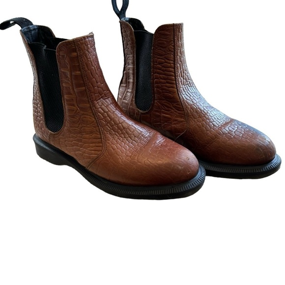 DR. Martens Flora Chelsea Croc Embossed Brown Black Boots Women’s 5 Casual Work - Picture 6 of 16